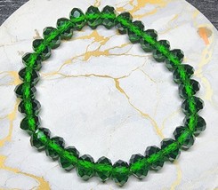 Green Dark Glass Beads Stretchy Bracelet - £8.28 GBP