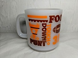 Vintage Glass Football Mug Orange Brown - Touchdown Punt Tackle Field Goal 32 - £9.85 GBP