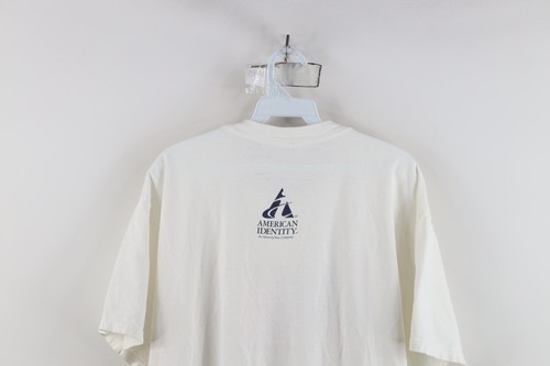 Vintage 90s Streetwear Mens Large Distressed USA Flag Box Logo T-Shirt White Item image 12