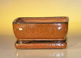 &quot;Aztec Orange Ceramic Bonsai Pot - Rectangle With Attached Humidity/Drip tray... - £26.54 GBP