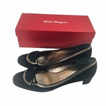 Salvatore Ferragamo Women&#39;s Shoes Size 9 Tender 4cm Nero Suede Kid 0323173 - £166.45 GBP