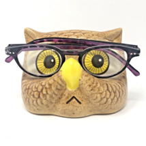 Vintage Ceramic Owl Eyeglass Holder Handmade Homemade Pottery Fun 70s Novelty - £12.76 GBP