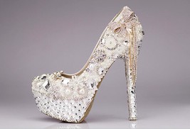 crystal Wedding shoes Women fashion shoes ladies high heel party shoes big size  - £209.87 GBP