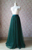 Dark Green Tulle Maxi Skirt Bridesmaid Plus Size Tulle Skirt Wedding Outfit image 7