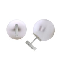 Sterling Silver Bar Front with 12mm White Pearl Back Earrings - $38.95