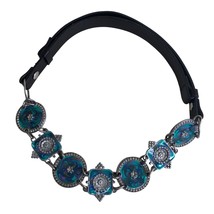 Chicos Belt Sz Medium 30”-39.5” slide turquoise silver toned metal embellishment - £25.04 GBP