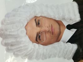 White Colonial Judge Wig Adult Halloween Costume Accessory - $10.00