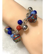 Vera Bradley Signed Bracelet Silver Tone Charm Chain Toggle Clasp Katallina - $25.52 CAD