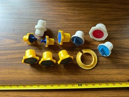 Lab screw valve cap stopper set Yellow White cover 11 total Pieces - $9.98