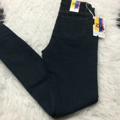 Deep Blue dark distressed skinny jeans with bling button juniors size 1 ... - $13.97