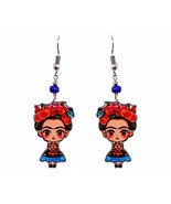 Frida Kahlo Cartoon Doll Mexican Artist Graphic Dangle Earrings - Womens... - £9.48 GBP