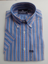 American Living Small  Casual Shirt Cotton S/S Button Front Blue Strip $... - £11.34 GBP