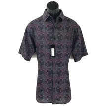 Bassiri Men&#39;s Button Front Shirt Black Pink Charcoal Microfiber Sizes S ... - $59.99
