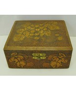 Vintage Pyrography Wood Burn Box Grapes Design Silk Lined Trinket Box Vi... - £14.19 GBP
