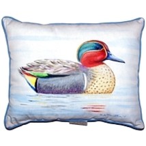 Zippered Betsy Drake Green Wing Teal Duck Outdoor Pillow 20 Inch x 24 Inch - £55.38 GBP