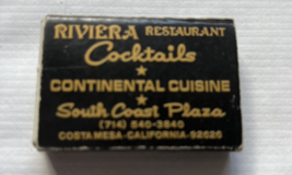 Riviera Restaurant Cocktails Continental Cuisine South Coast Plaza Match... - £6.19 GBP