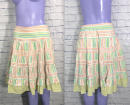 Arizona Jean Co 14 1/2 Bright Boho Midi Green Made India Skirt - $20.10