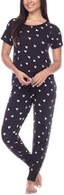 Honeydew Womens 2-Piece Jersey Pajama Jogger Lounge Set,Black Hearts,XX-Large - £27.63 GBP