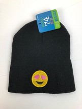 Kids Youth Heart Eyes EMOJI Yellow Heart Graphic Beanie Knit Hat Embroid... - $8.99