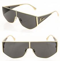 FENDI DISCO 40051 Black Gold Shield FF Unisex Mask Metal Sunglasses FE40... - $531.63