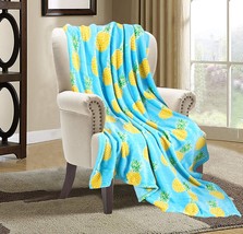 Valerian Luxury Velvet Super Soft Light Weight Blanket Prints Fleece, Pineapple - £27.17 GBP