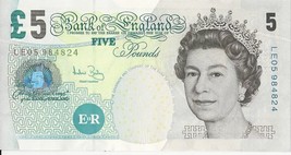 BRITISH FIVE POUNDS RARE BANKNOTE REAL CURRENCY OUT OF CIRCULATION - £46.31 GBP