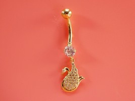 1.20Ct Simulated Diamond DANGLING DUCk Belly Botton Ring 14K Yellow Gold Over - £35.66 GBP