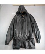 Wilsons Long Black Leather Coat Men&#39;s 2XLT Thinsulate Removable Hood Bel... - $1,194.39 MXN
