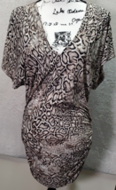 Carmen Marc Valvo Cover Up Women Size XS/S Brown Snake Print Ruched Nylo... - $23.07