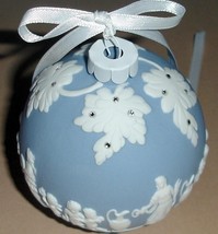 Blue &amp; White Relief Porcelain Christmas Ball Ornament Dotted Rhinestones... - $58.90