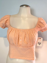 Billabong Pink Paradise Love Pink Square Neck Short Sleeve Crop Top Knit L, NWT - £15.00 GBP