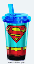 Superman Costume Acrylic Travel Cup with Flip Top Lid, NEW UNUSED - £6.18 GBP