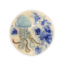 Decorative Handmade Ceramic Plate, Jellyfish Art Tray, Modern Coastal Wa... - £112.95 GBP