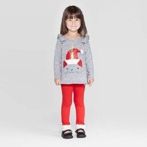 Cat &amp; Jack Toddler Girls’ Unicorn Cat Top and Leggings Set, Gray/Red, 18M, NWT - £7.18 GBP