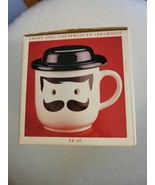 Vintage 1991 Action Hats Off Ceramic Covered Coffee Mug Cup Mustache Man... - £14.34 GBP