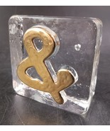 Handcrafted 2.5” Glass Block w/ Gold Letter “&amp;&quot; By Expressions in Glass - $12.00