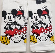 Set Of 2 Same Printed Cotton Towels(16&quot;x26&quot;) Mickey &amp; Minnie Mouse Hug,Disney,Bb - £11.59 GBP