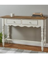 PRIMITIVE FARMHOUSE DISTRESSED WOOD 2 DRAWER CONSOLE TABLE WHITE BY PARK... - £438.62 GBP