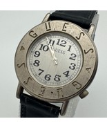 Vintage GUESS Quartz Watch Unisex Silver Leather Japan Movt Analog New B... - $28.49