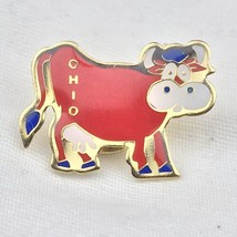 Ohio Red Cow Pin Gold Tone Enamel - £9.43 GBP