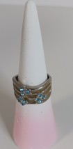 Vintage Silvertone Blue Floral Gemstone Ring Women&#39;s Size 8 - $184.06 MXN