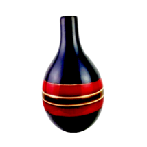 Farval Portugal Hand Painted Black Red Vase NWT - £20.70 GBP