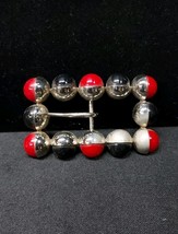Mid Century Modern Belt buckle Red Black Chrome Art Deco  - €16,71 EUR