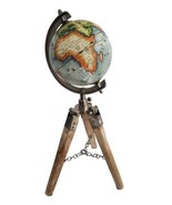 17&quot; Big Modern Map Atlas World Globe With Wooden Tripod Stand Globe Floo... - £69.89 GBP