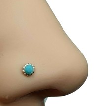 Nose Stud Turquoise Gemstone 22g (0.6mm) 925 Silver Straight L Bent Piercing - £6.37 GBP