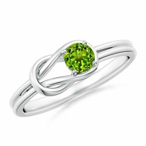 ANGARA 4mm Natural Peridot Solitaire Infinity Knot Ring in Sterling Silver - £147.28 GBP+