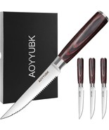 4-Piece Steak Knife Set, High Carbon Stainless Steel, Serrated Blades, P... - $462.19 MXN