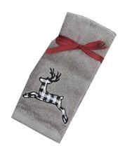 Avanti Christmas Fingertip Towels Reindeer Embroidered Buffalo Set of 2 Bath - $36.14