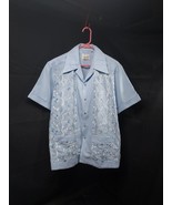 1970’s Mexacali Men&#39;s Blue Embroidered Floral MIAMI CUBAN CIGAR Lounge S... - $706.55 MXN