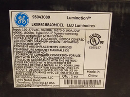 GE 93043089 LED Luminaire Downlight Retrofit Kit LRXR618840MDEL - $20.00